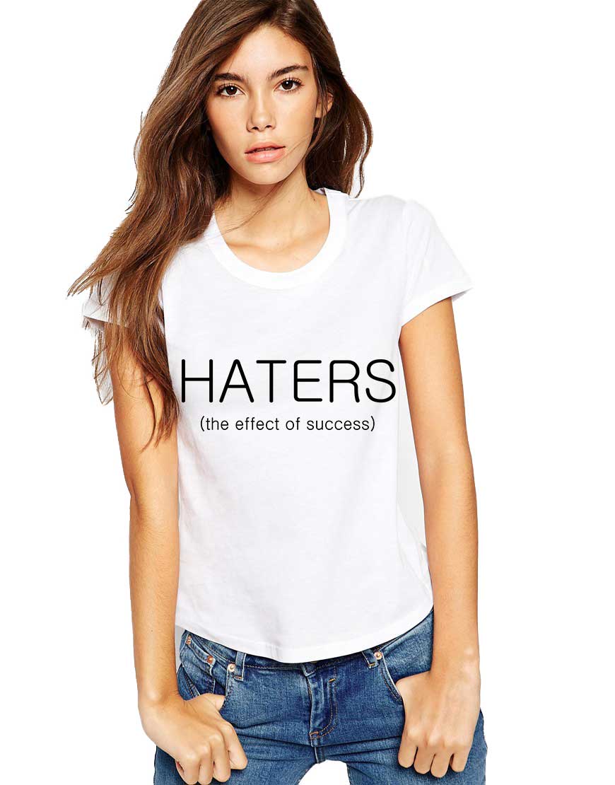 Reducere 33% la Tricou dama alb -  HATERS