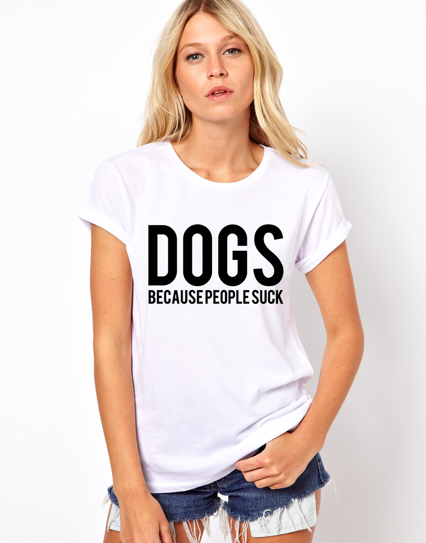 Reducere 33% la Tricou dama alb  -  DOGS