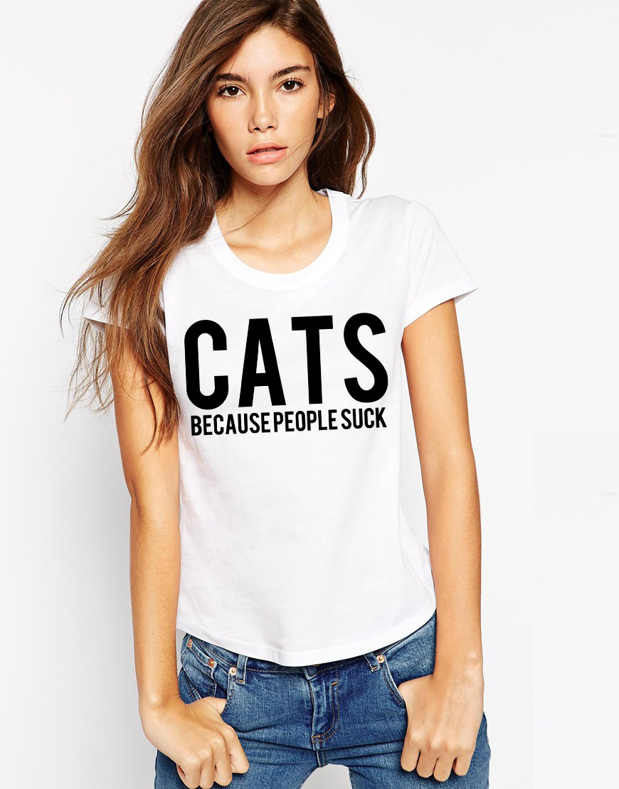 Reducere 33% la Tricou dama alb - CATS