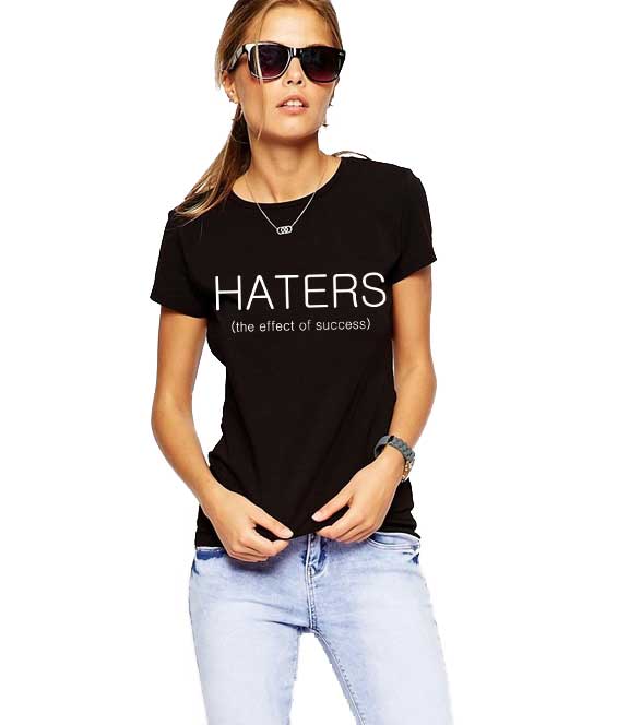 Reducere 33% la Tricou dama negru  - HATERS
