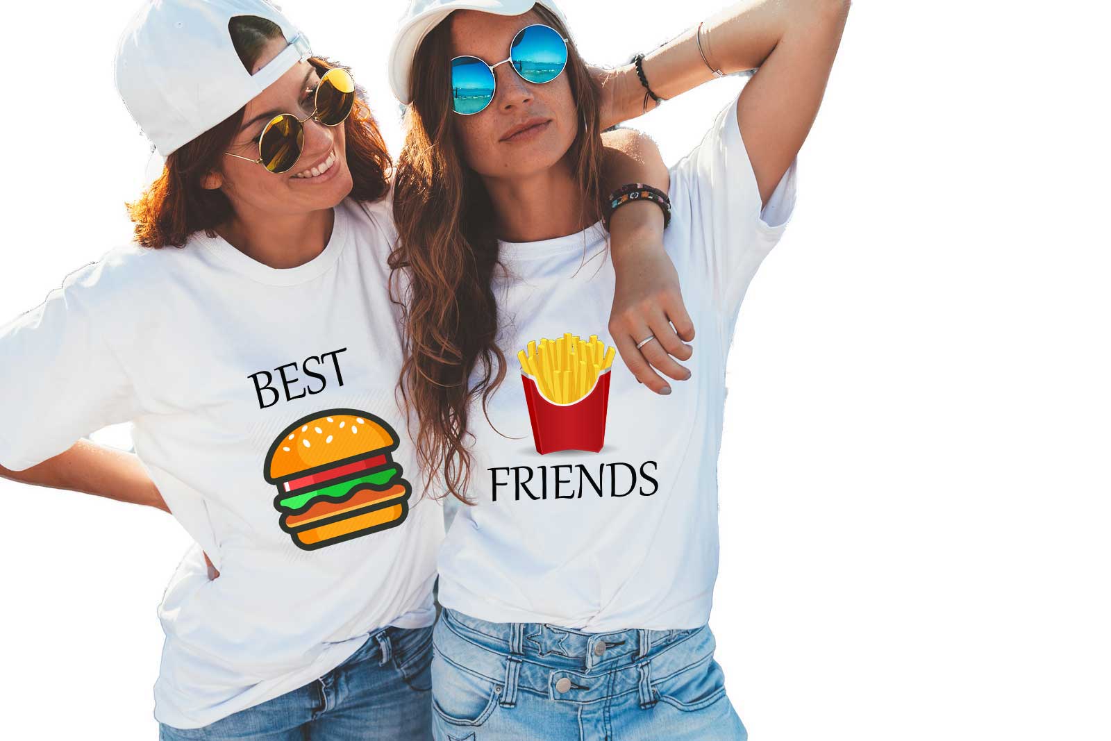 Reducere 26% la Set doua tricouri dama albe - Best Friends