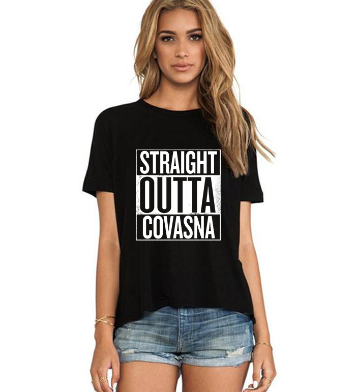 Reducere 33% la Tricou dama negru - Straight Outta Covasna