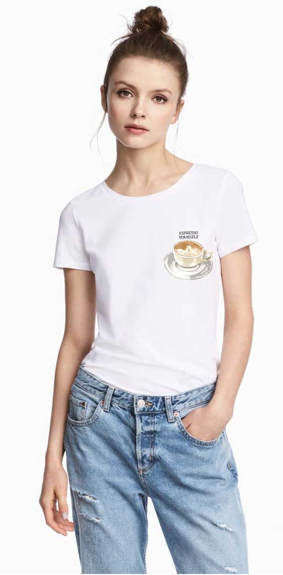 Reducere 33% la Tricou dama alb - Espresso Yourself I