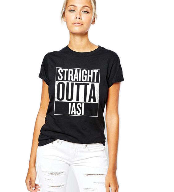 Reducere 33% la Tricou dama negru - Straight Outta Iasi