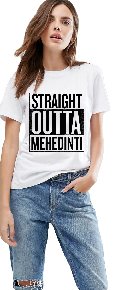 Reducere 33% la Tricou dama alb -  Straight Outta Mehedinti