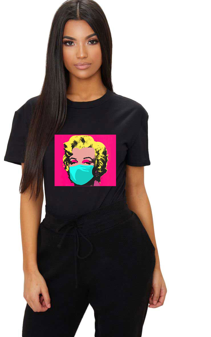 Reducere 33% la Tricou dama negru - Marilyn Monroe in Pandemie