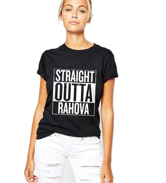Reducere 33% la Tricou dama negru - Straight Outta Rahova