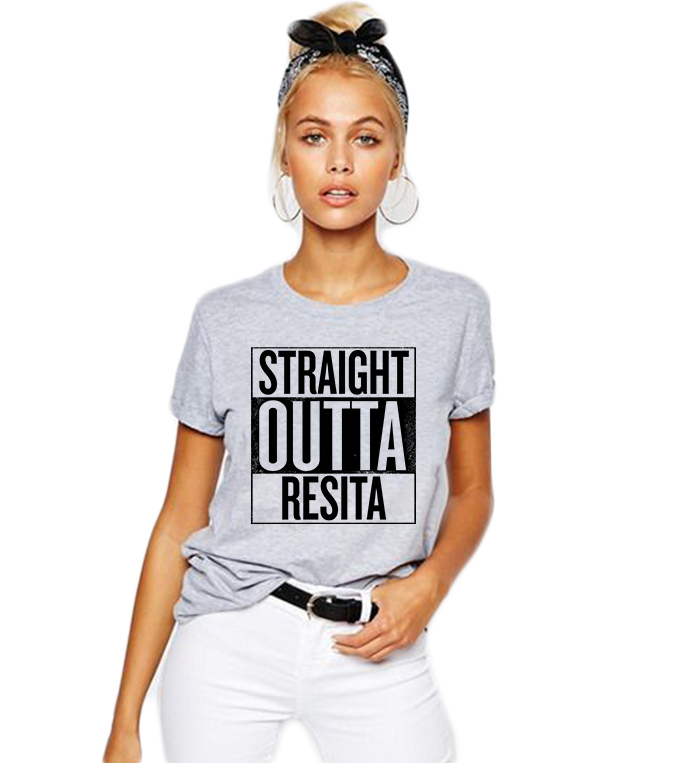 Reducere 40% la Tricou dama gri - Straight Outta Resita