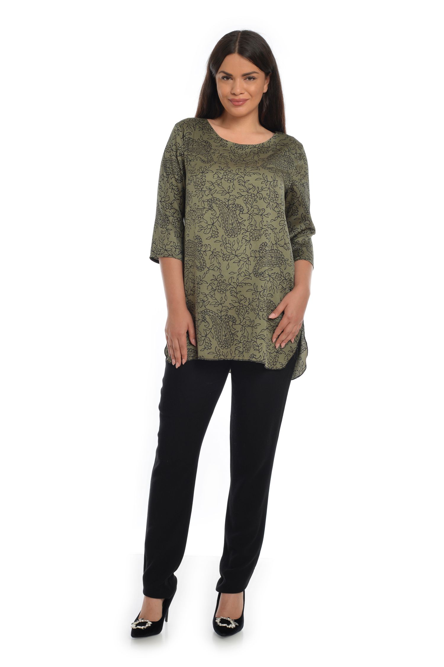 Reducere 30% la Tunica Dama, Verde cu imprimeu paisley