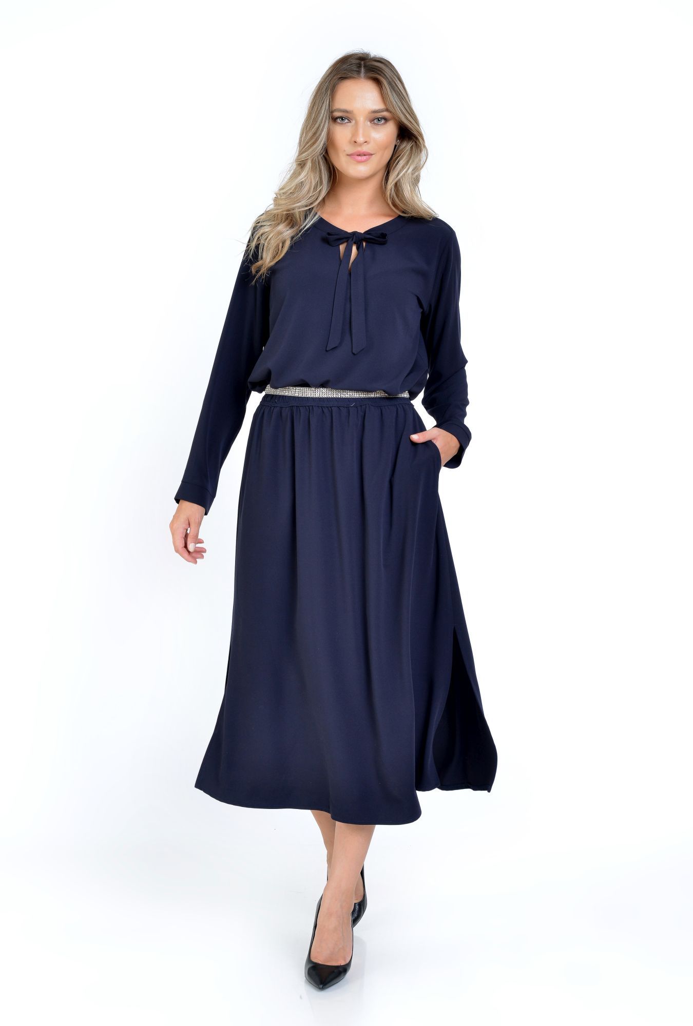 Reducere 25% la Bluza Dama cu Funda, Bleumarin