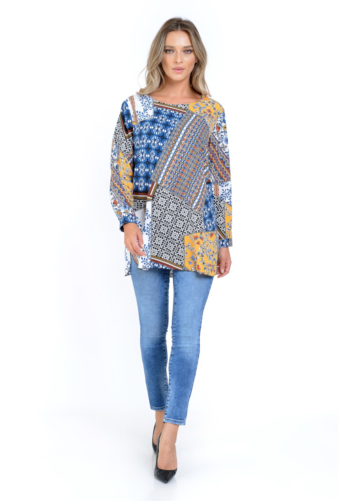 Reducere 21% la Tunica Dama, Multicolora cu imprimeu