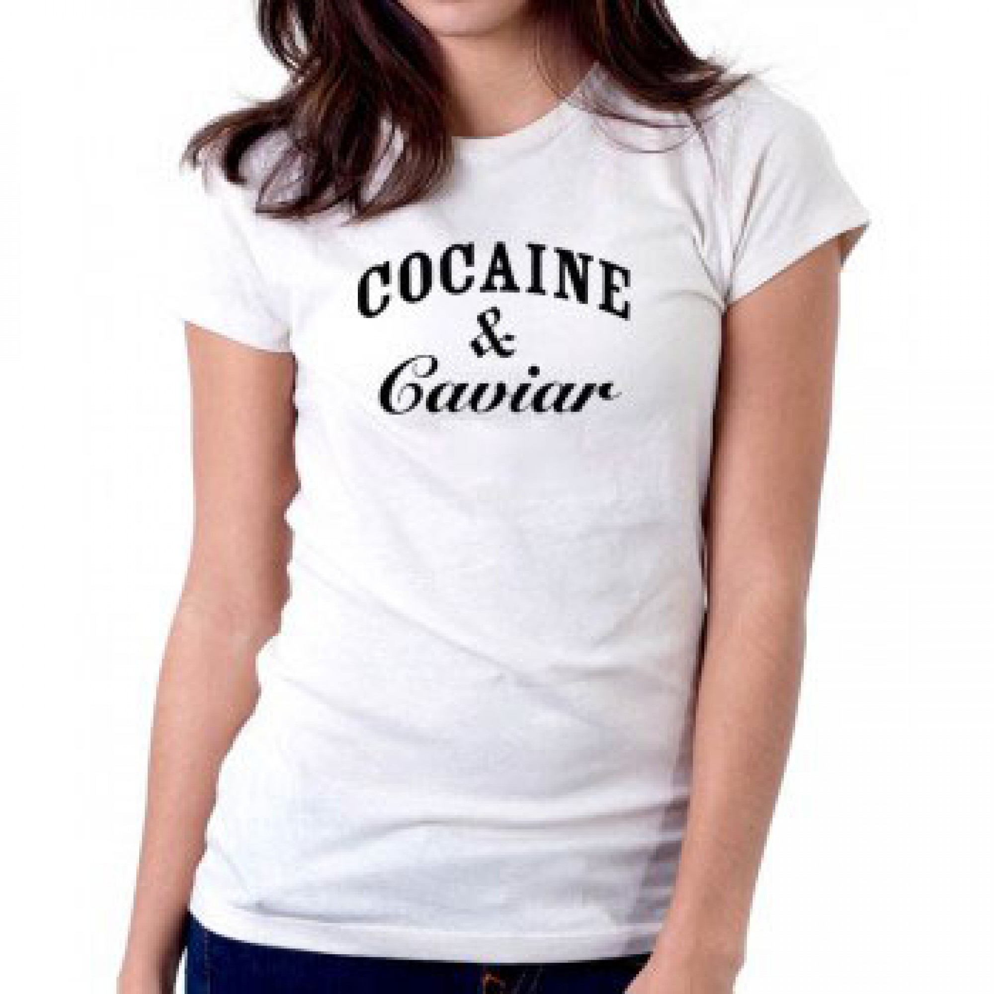 Reducere 40% la Tricou dama alb - Cocaine &amp