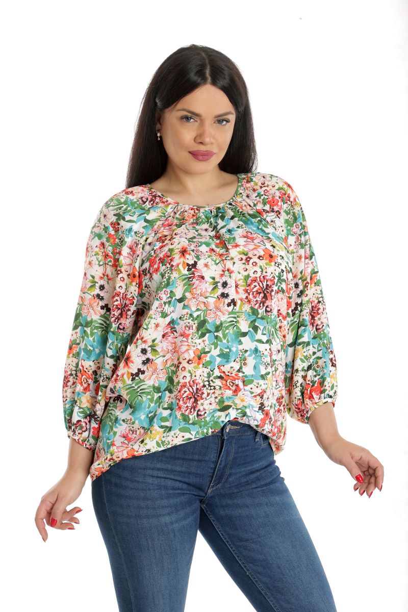Reducere 28% la Bluza Dama, Ampla, Multicolora cu model Floral
