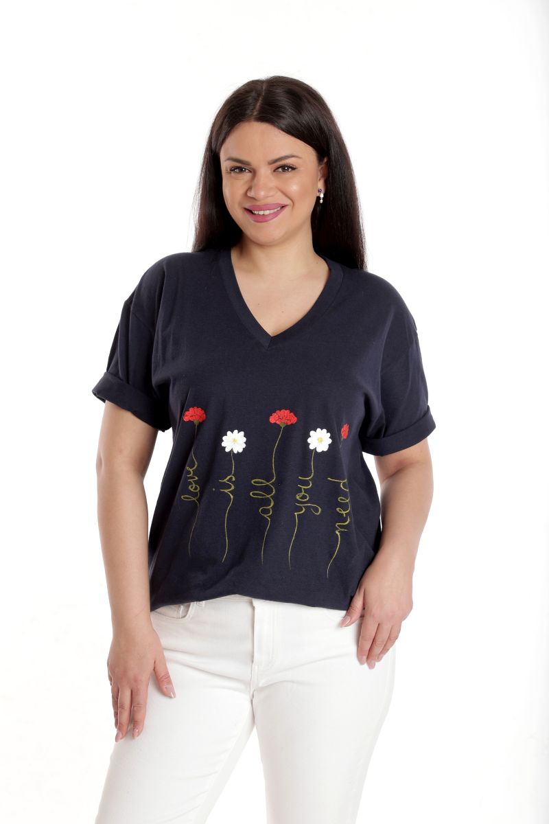 Reducere 37% la Bluza Dama, Bleumarin cu Pictura Murala II