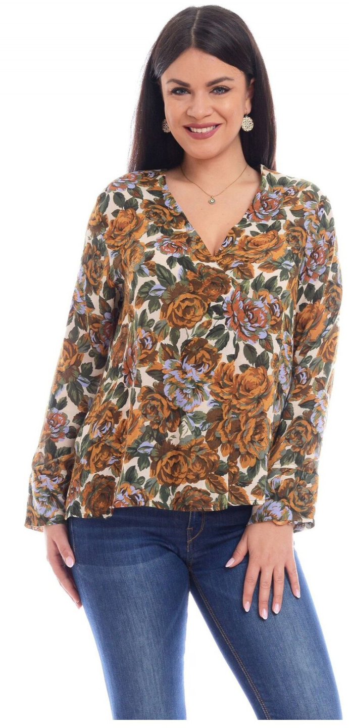 Reducere 20% la Bluza Dama Pliu cu Imprimeu Floral Maro