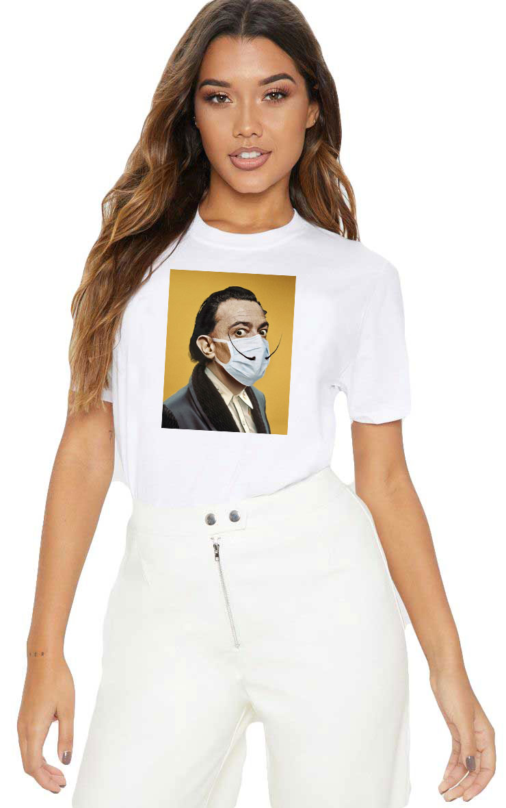 Reducere 33% la Tricou dama alb - Dali in Pandemie