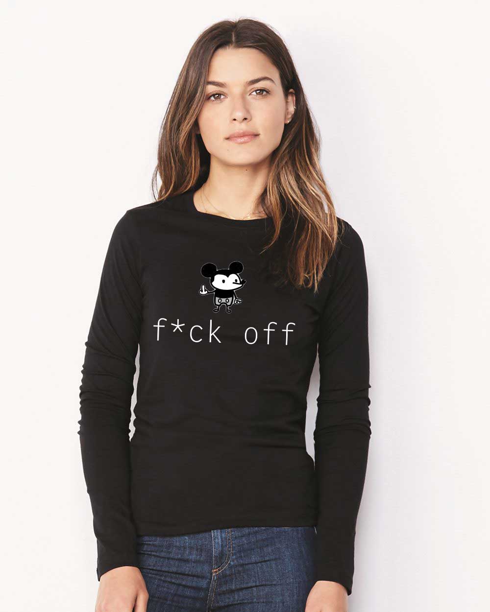 Reducere 27% la Bluza dama neagra - f*ck off Mickey Mouse