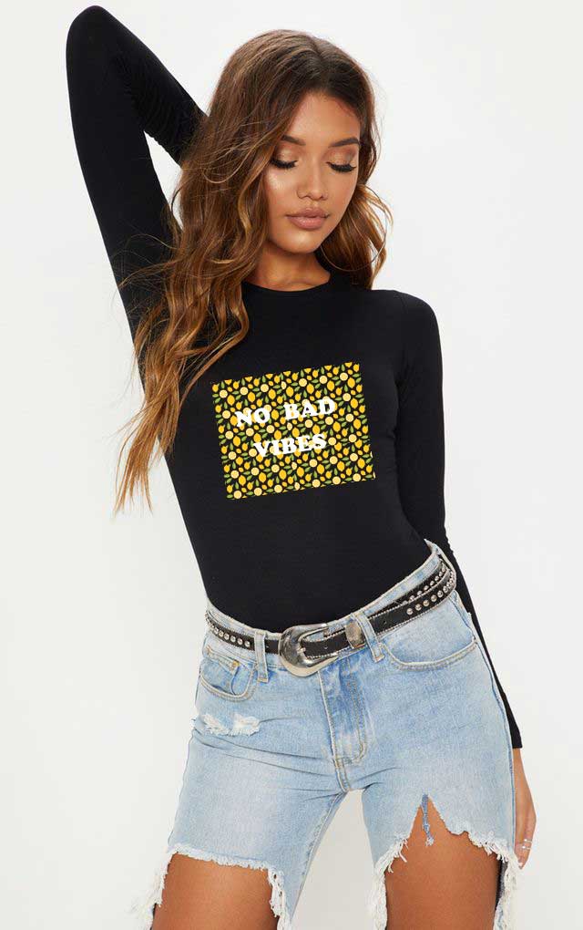 Reducere 27% la Bluza dama neagra - No Bad Vibes