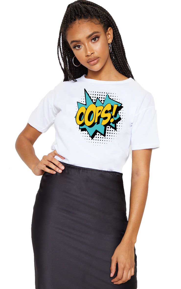 Reducere 33% la Tricou dama alb - Oops