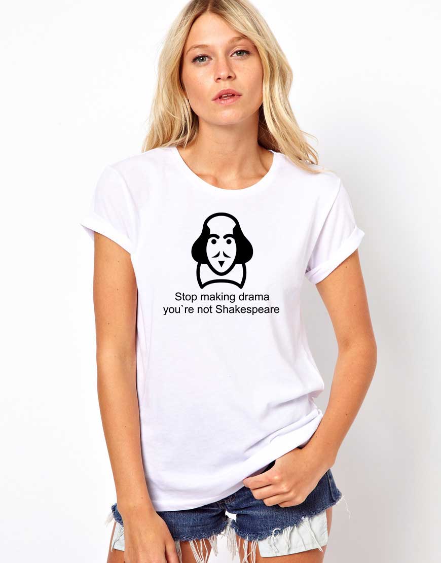 Reducere 33% la Tricou dama alb - Shakespeare Drama