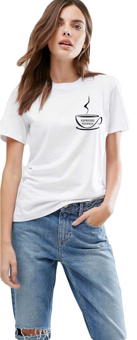 Reducere 33% la Tricou dama alb - Espresso Yourself II