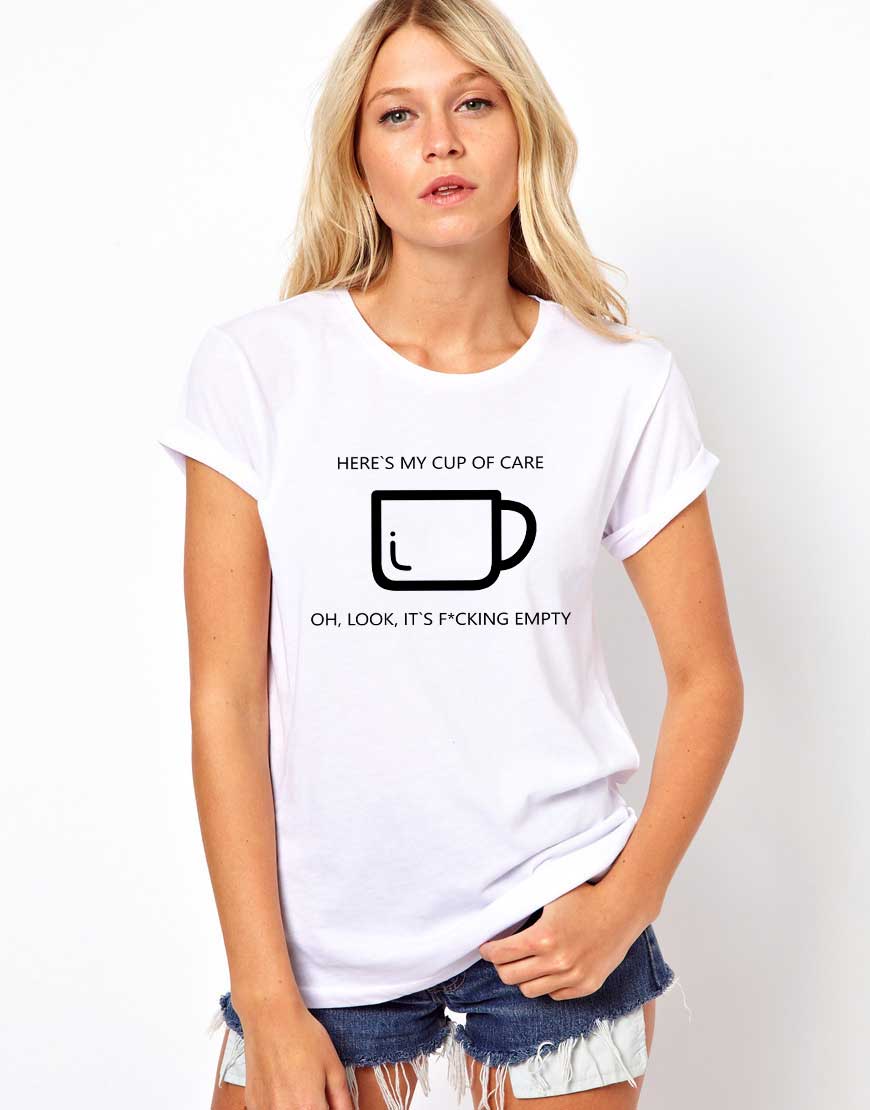 Reducere 33% la Tricou dama alb - Cup of care