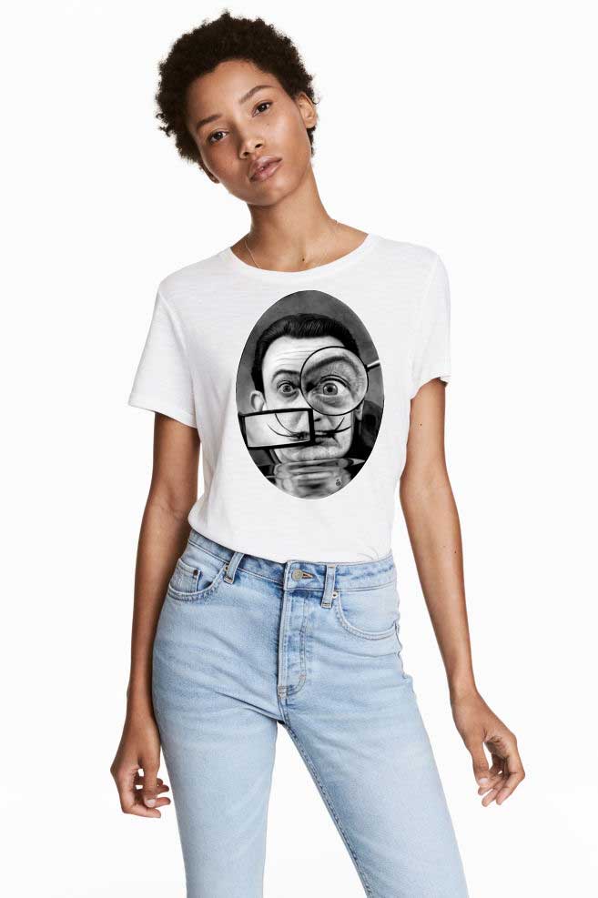 Reducere 33% la Tricou dama alb - Dali - The Watcher