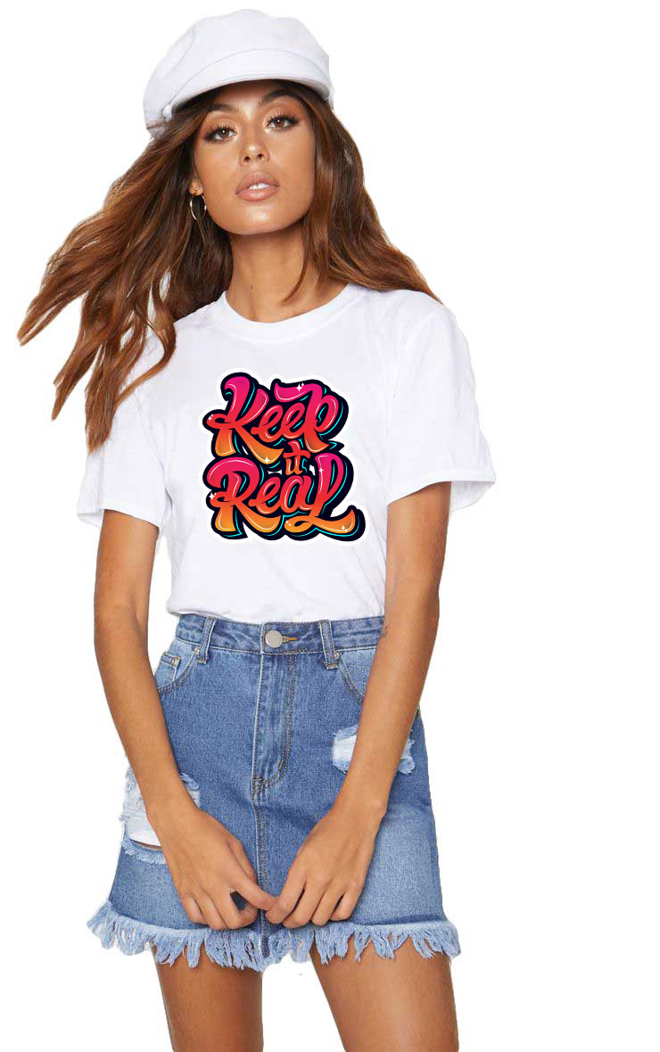 Reducere 33% la Tricou dama alb - Keep it real