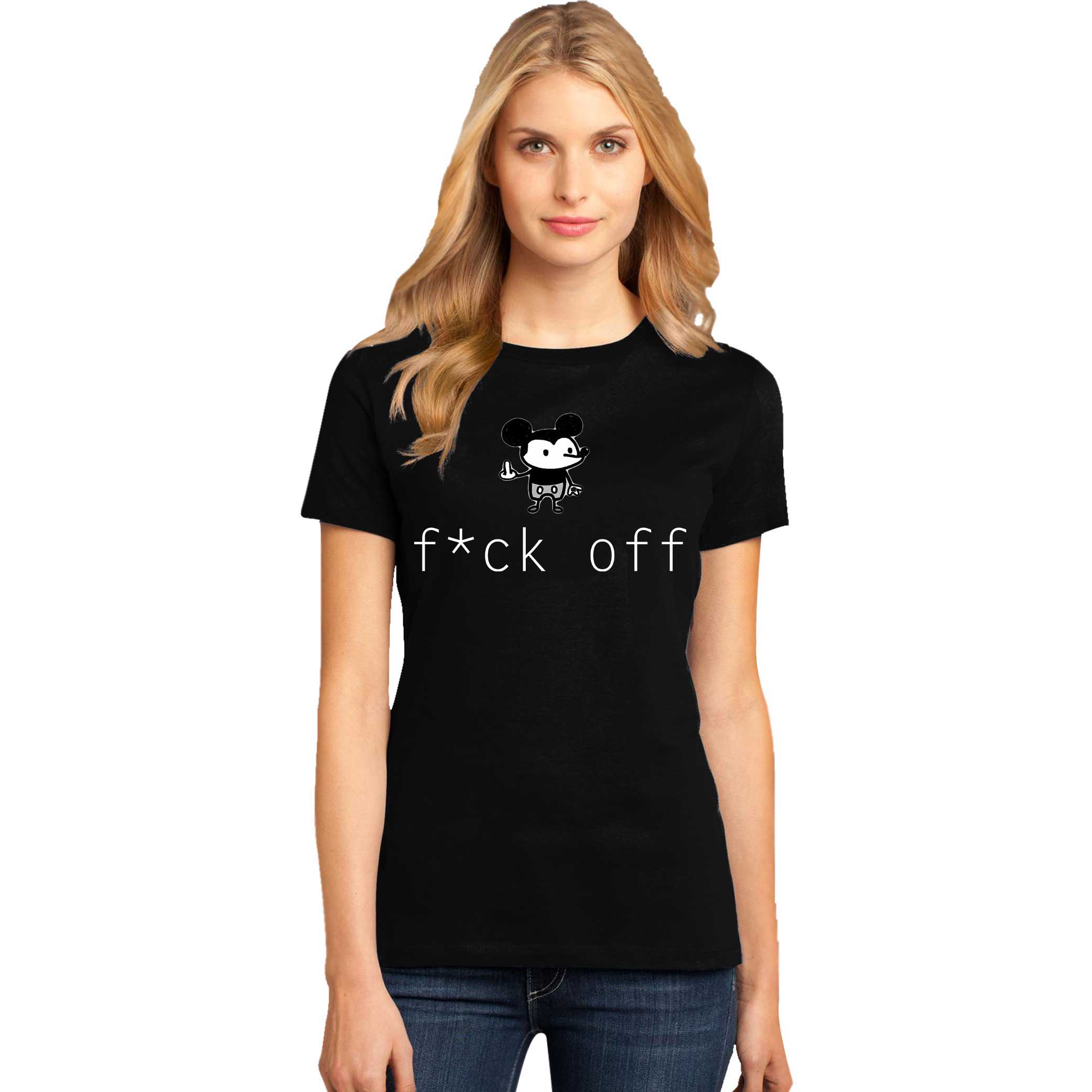Reducere 33% la Tricou dama negru - f*ck off Mickey Mouse