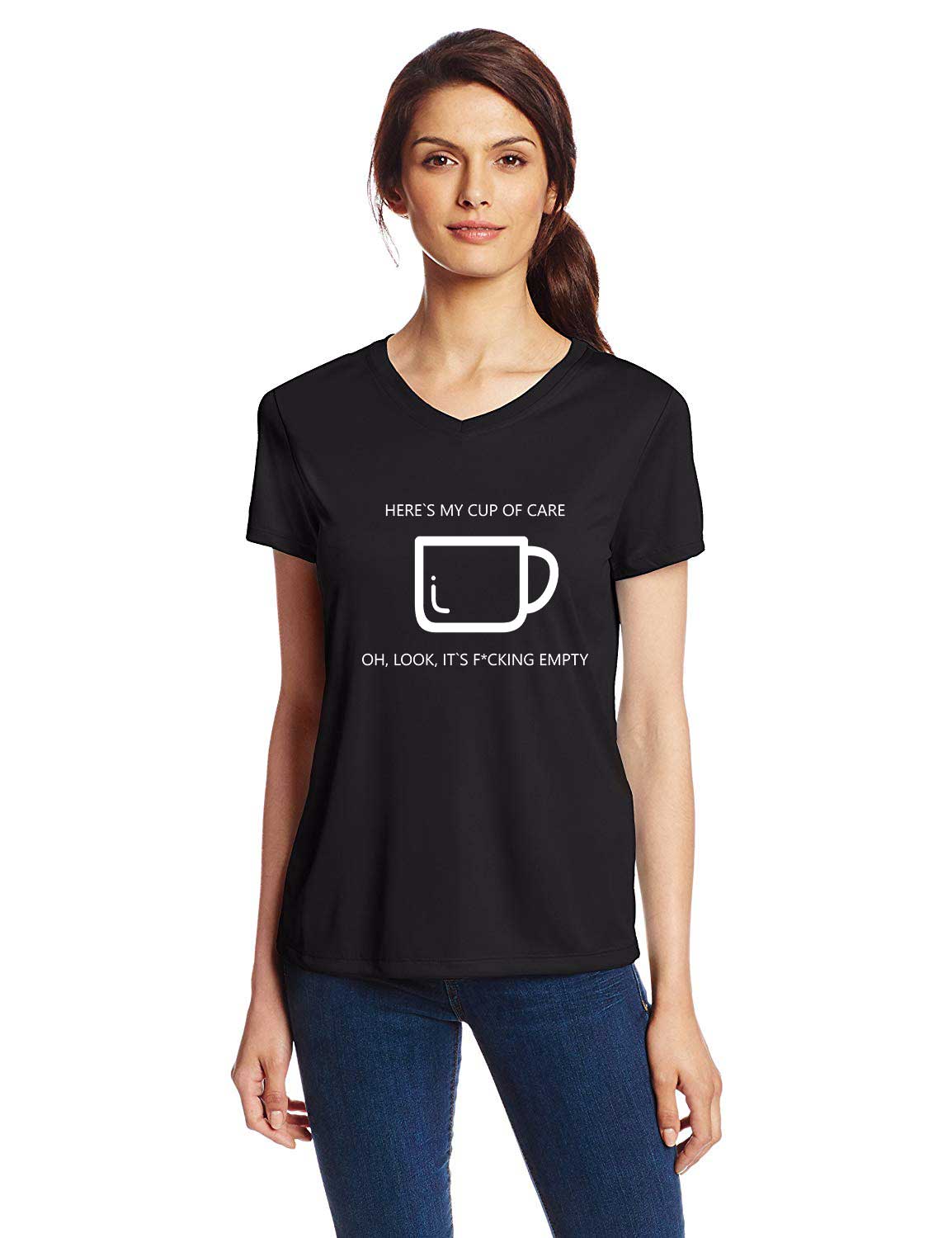 Reducere 33% la Tricou dama negru - Cup of care