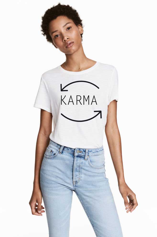 Reducere 33% la Tricou dama alb - Karma