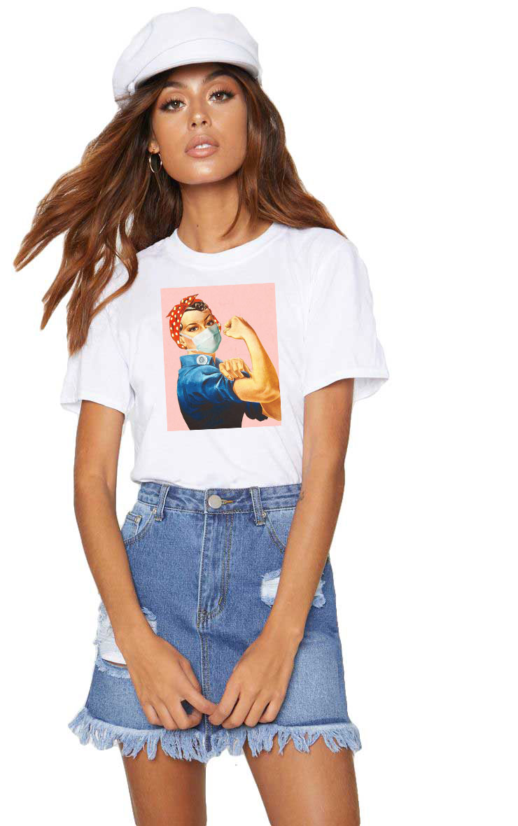 Reducere 33% la Tricou dama alb - Girl Power in Pandemie