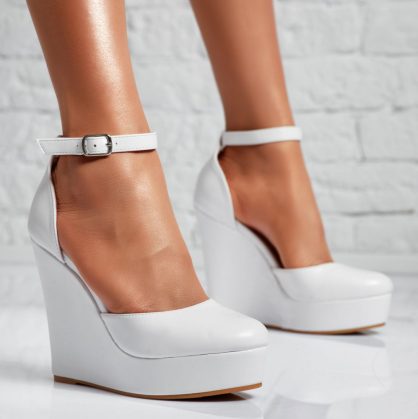 Reducere 24% la Pantofi Dama cu Platforma Ilona Albi #13951