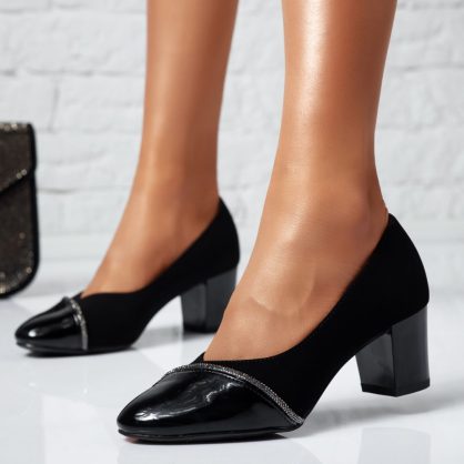 Reducere 24% la Pantofi Dama cu Toc Petra2 Negri #14038