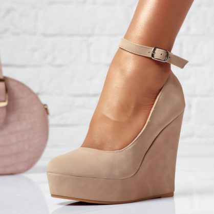 Reducere 24% la Pantofi Dama cu Platforma Nora Bej #13955