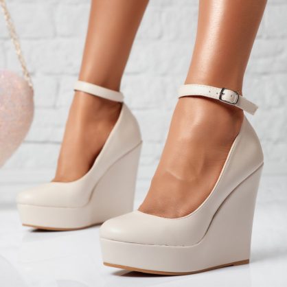 Reducere 24% la Pantofi Dama cu Platforma Ranya Bej #13958