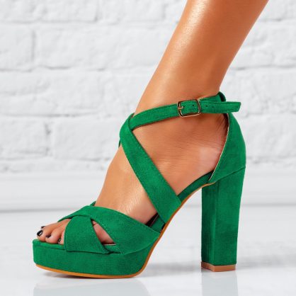 Reducere 25% la Sandale Dama cu Toc Cleo Verzi #14954