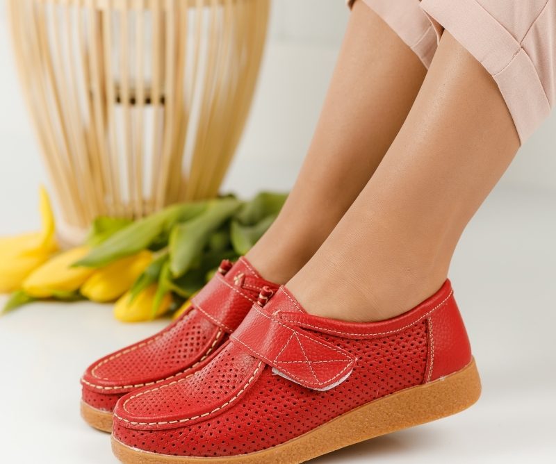 Reducere 31% la Pantofi Piele Naturala Angelina Rosii #1275M