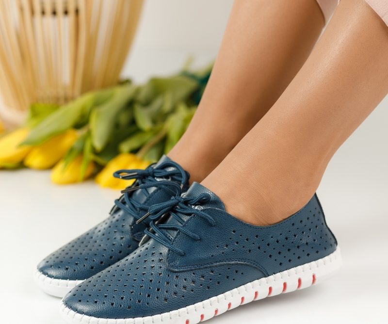 Reducere 31% la Pantofi Piele Naturala Cezara Bleumarin #1254M