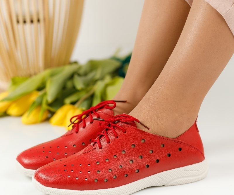 Reducere 38% la Pantofi Piele Naturala Anda Rosii #1241M