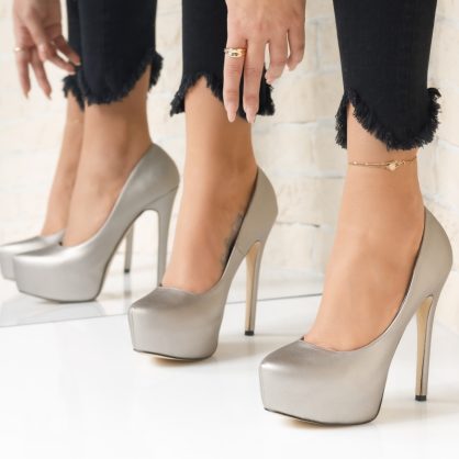 Reducere 27% la Pantofi Dama cu Toc Emma Gri #3826M