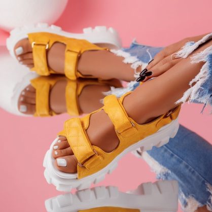 Reducere 23% la Sandale Dama cu Platforma Malia Galbene #5332M