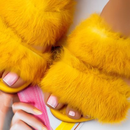 Reducere 30% la Papuci Dama Violeta Galbeni #6315M