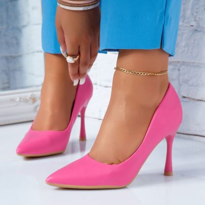 Reducere 24% la Pantofi Dama cu Toc Peach Fucsia #6624M