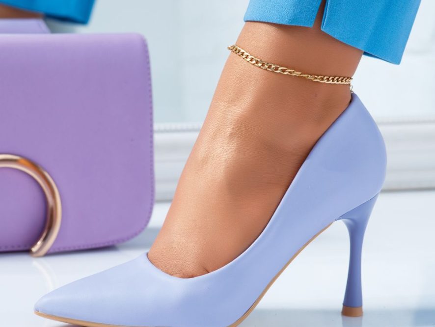 Reducere 24% la Pantofi Dama cu Toc Peach Mov #6623M