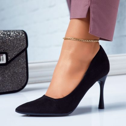 Reducere 24% la Pantofi Dama cu Toc Drip Negri #6641M