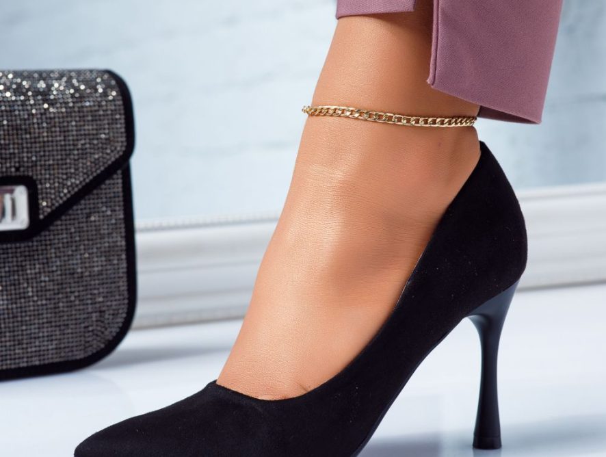 Reducere 24% la Pantofi Dama cu Toc Drip Negri #6641M