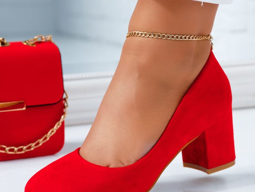 Reducere 24% la Pantofi Dama cu Toc Ink Rosii #6638M