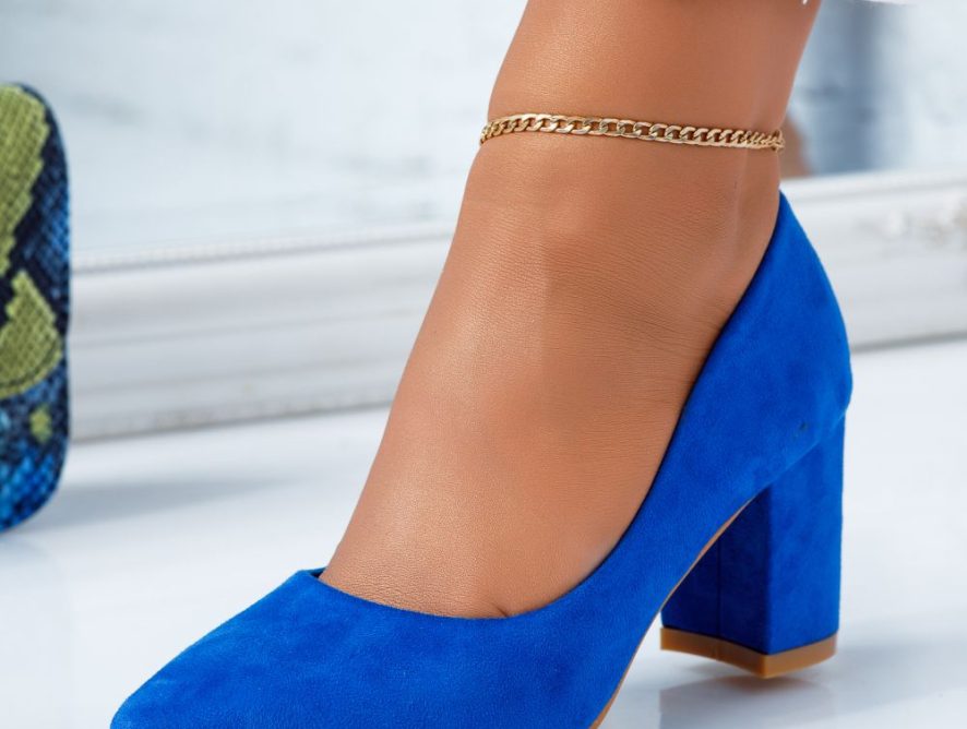 Reducere 24% la Pantofi Dama cu Toc Bia Albastri #6634M