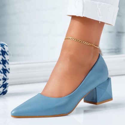 Reducere 24% la Pantofi Dama cu Toc Favela Albastri #6630M